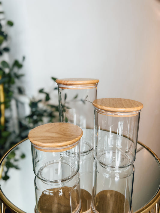 Round Acrylic Canister with Bamboo Lid