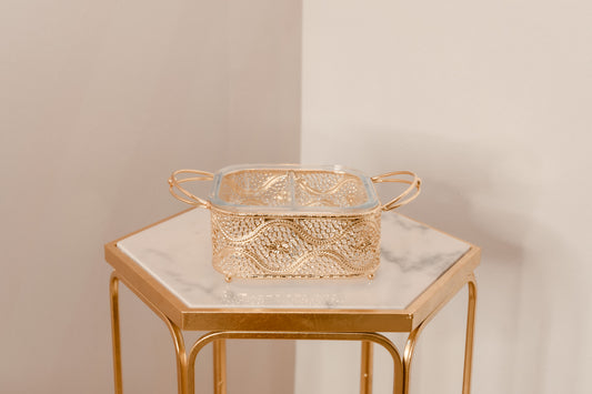 Gold Server with Glass Dish