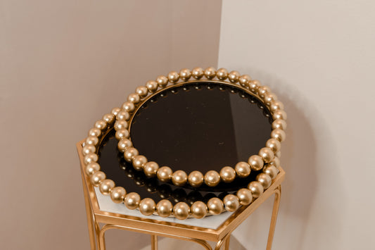Gold Pearl Tray with Black Base