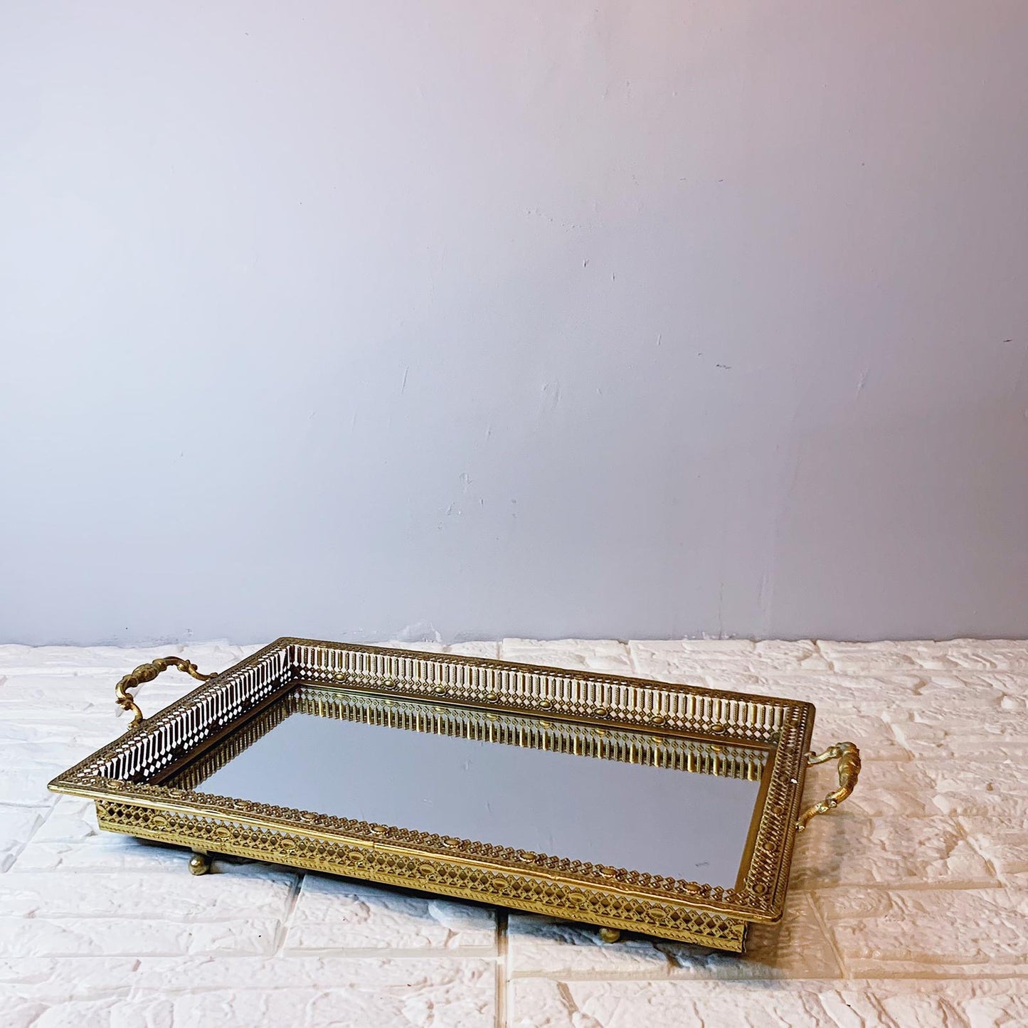 Decorative Serving Tray with Mirror Finish