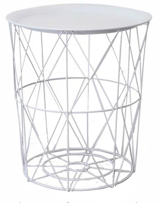White Cage Storage Tray Table