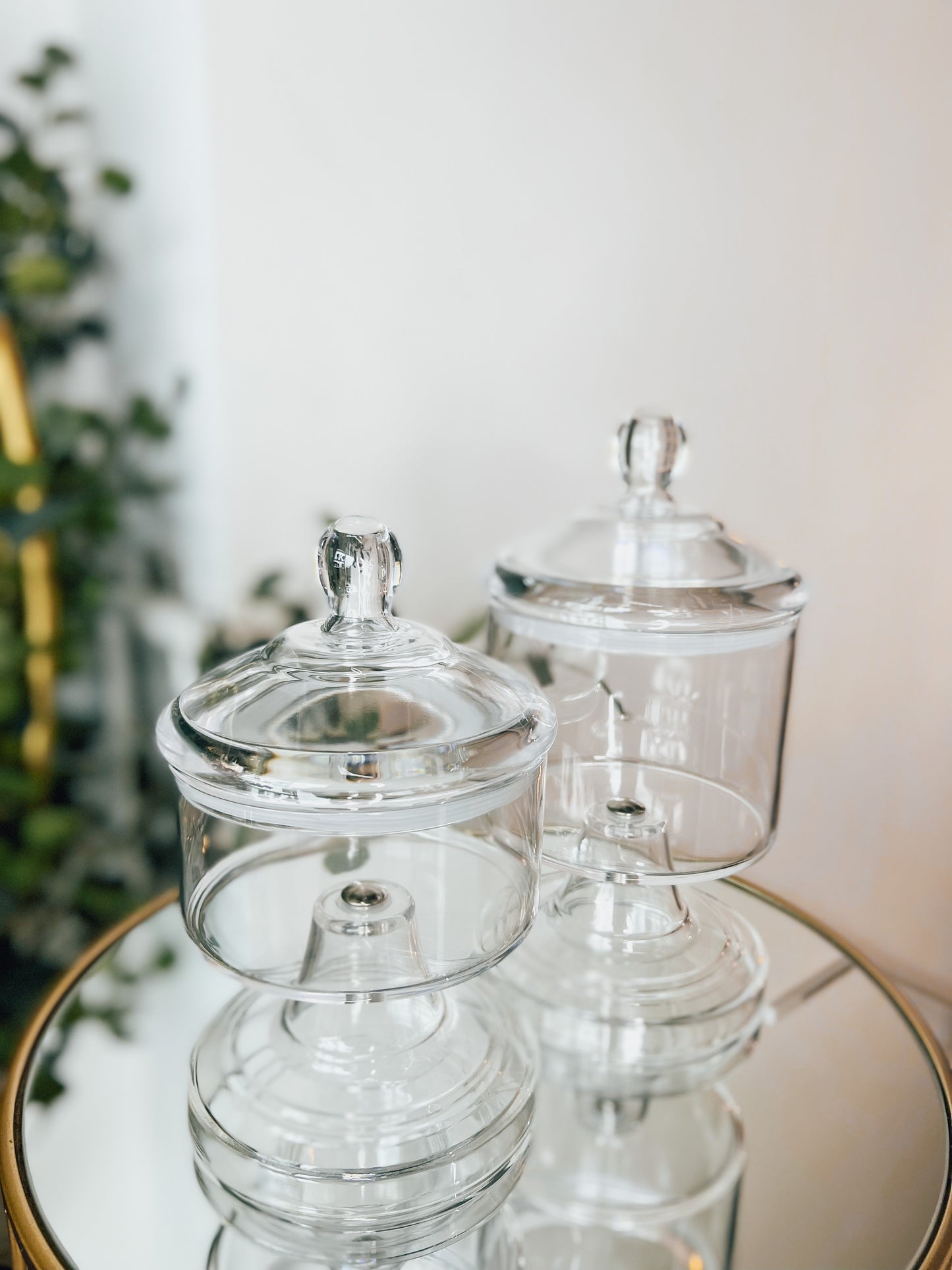 Clear Crystal Apothecary Canister on Stand