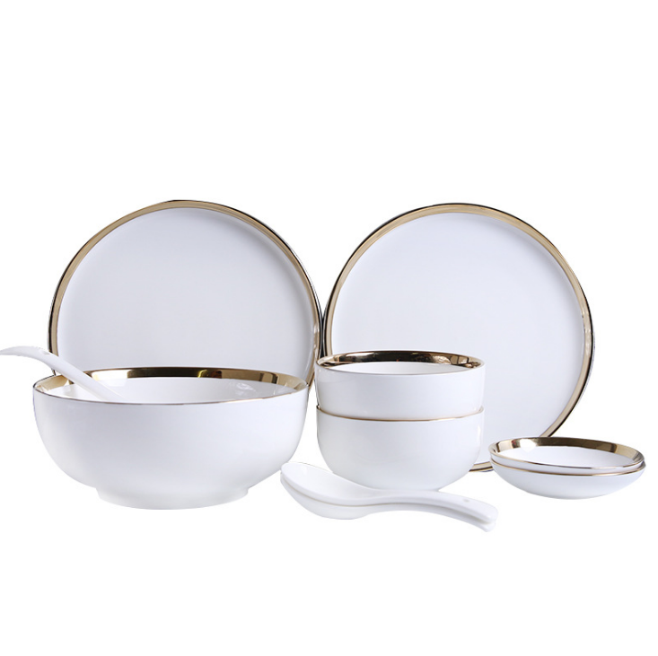 Opulence White with Gold Rim Dinnerware Set