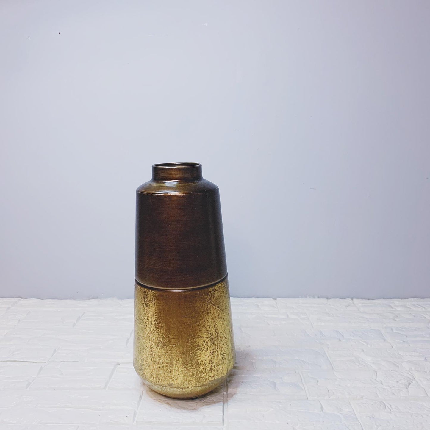 Brown and Gold Color Blocked Vase